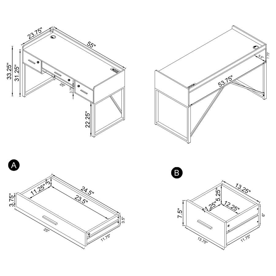 Angelica Brown Writing Desk - furniture place usa