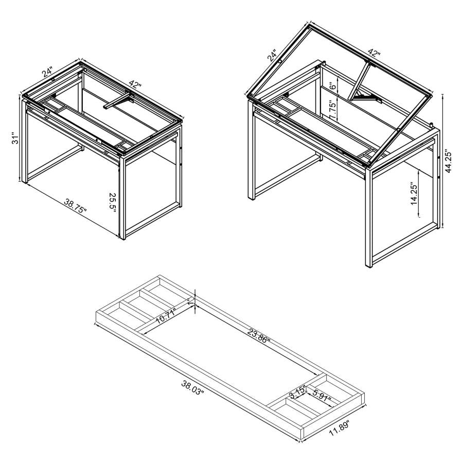Pantano Grey Drafting Desk - furniture place usa