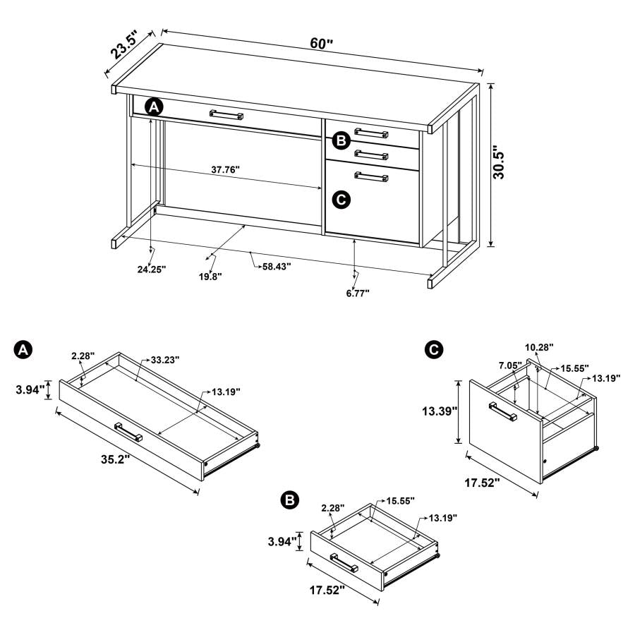 Loomis Grey Computer Desk - furniture place usa