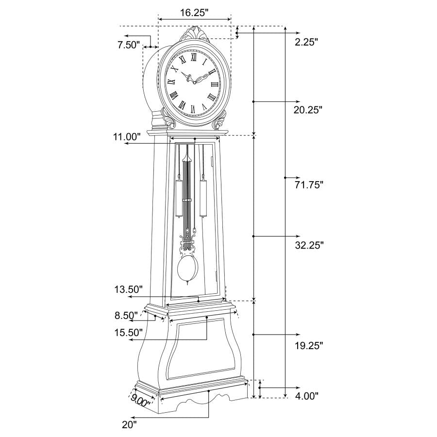 Narcissa Brown Grandfather Clock - furniture place usa