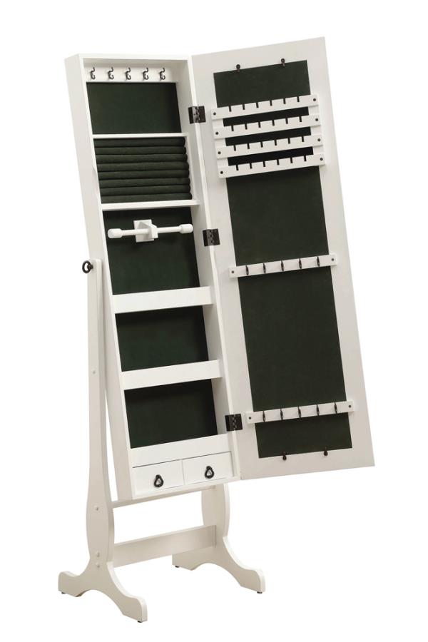 Batista White Jewelry Cheval Mirror - furniture place usa