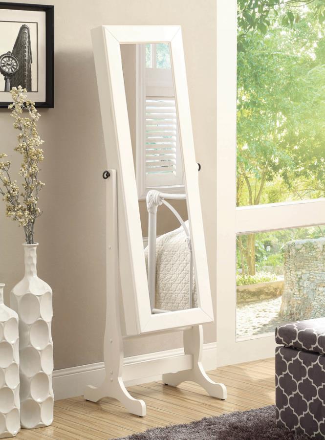 Batista White Jewelry Cheval Mirror - furniture place usa