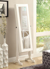 Batista White Jewelry Cheval Mirror - furniture place usa