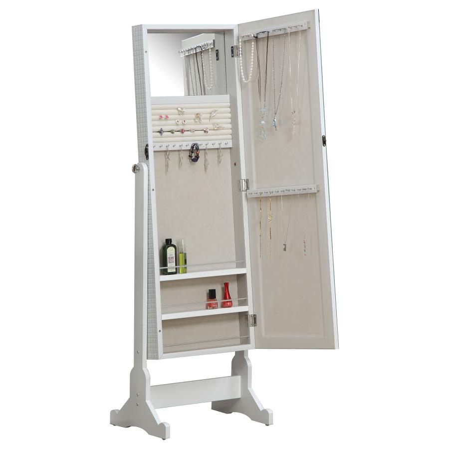 Zayas White Jewelry Cheval Mirror - furniture place usa