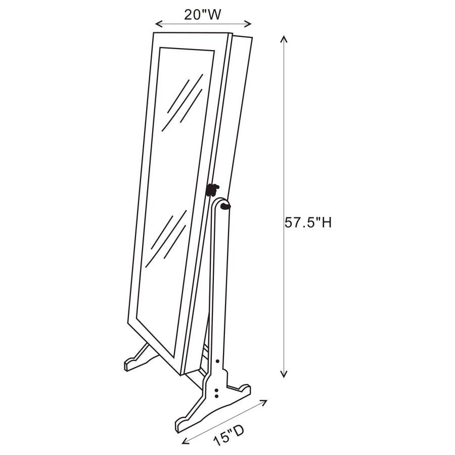 Zayas White Jewelry Cheval Mirror - furniture place usa