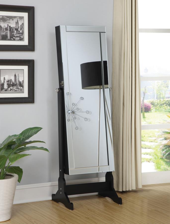 Cortez Black Jewelry Cheval Mirror - furniture place usa