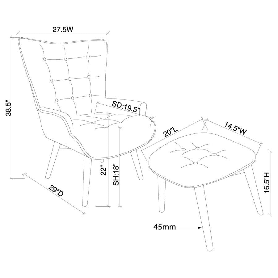 Willow Grey Accent Chair W/ Ottoman - furniture place usa
