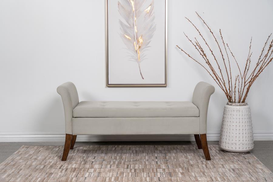 Farrah Beige Storage Bench - furniture place usa