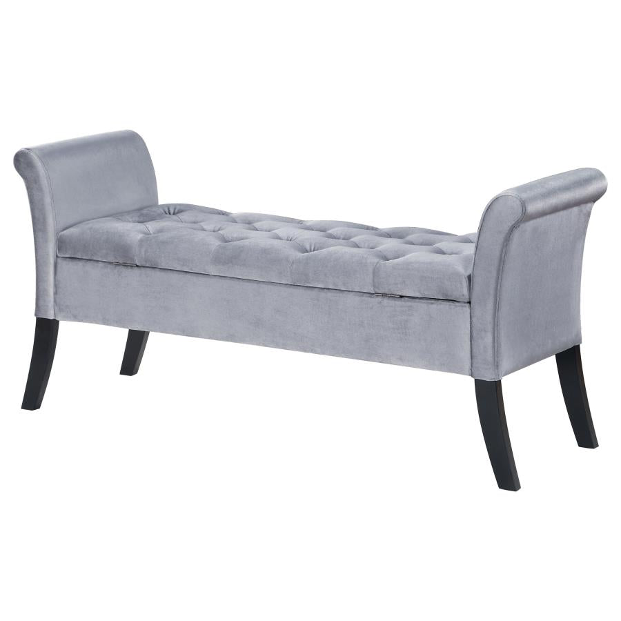 Farrah Silver Storage Bench - furniture place usa