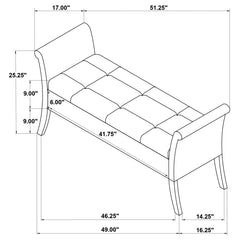 Farrah Silver Storage Bench - furniture place usa