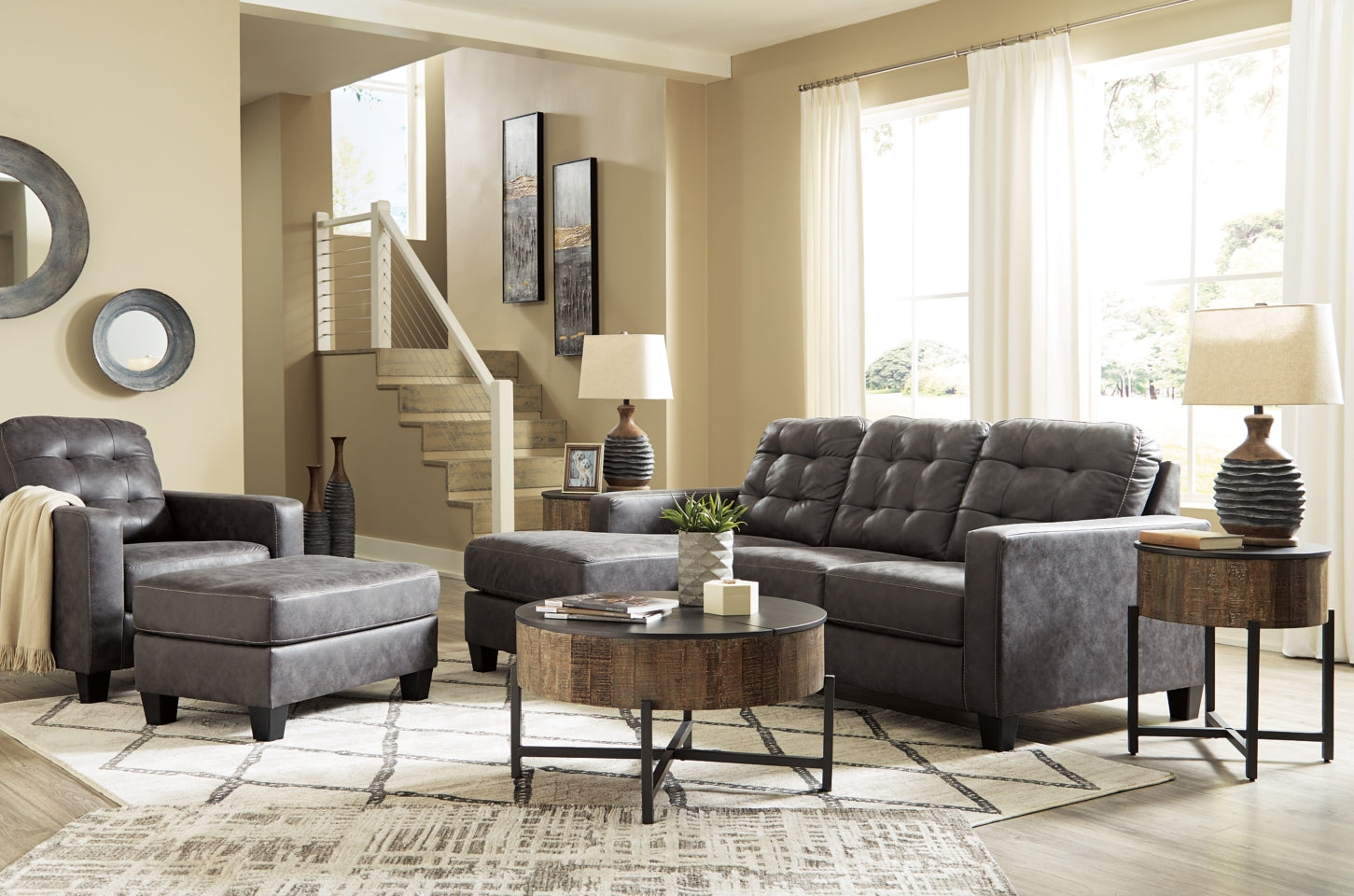 Venaldi Sofa Chaise, Chair, and Ottoman - furniture place usa