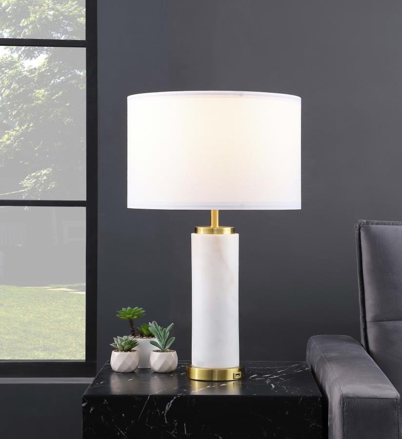 Lucius White Table Lamp - furniture place usa