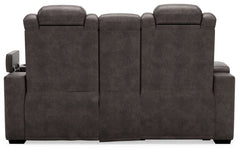 HyllMont Power Reclining Loveseat with Console - furniture place usa