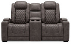 HyllMont Power Reclining Loveseat with Console - furniture place usa