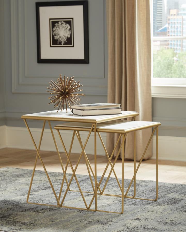 Bette Gold 2 Pc Nesting Table - furniture place usa