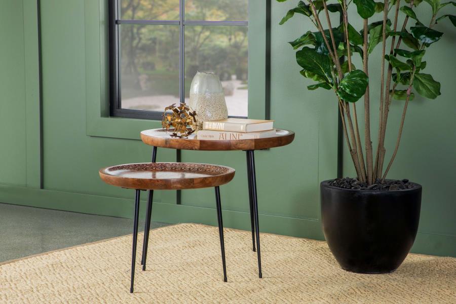 Nuala Brown 2 Pc Nesting Table - furniture place usa