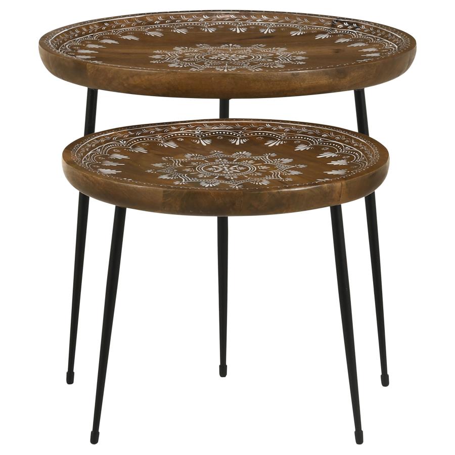 Nuala Brown 2 Pc Nesting Table - furniture place usa