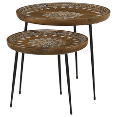 Nuala Brown 2 Pc Nesting Table - furniture place usa