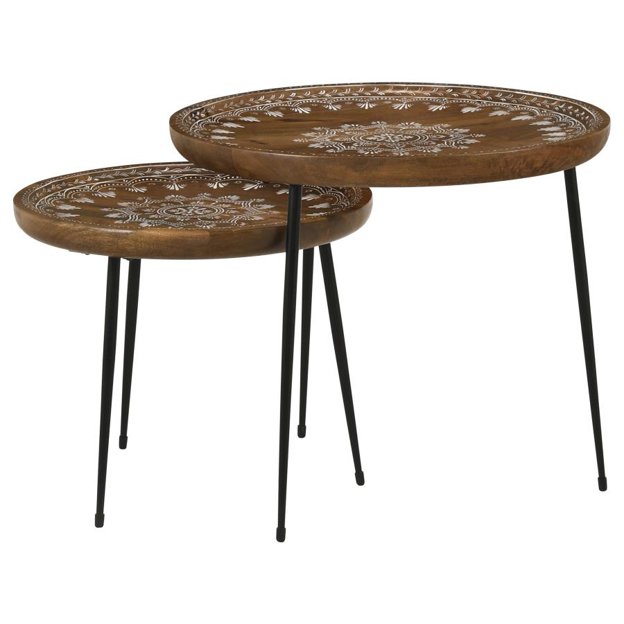 Nuala Brown 2 Pc Nesting Table - furniture place usa