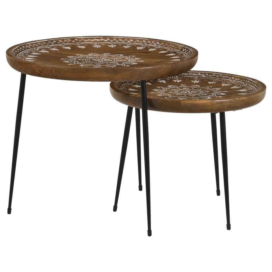 Nuala Brown 2 Pc Nesting Table - furniture place usa