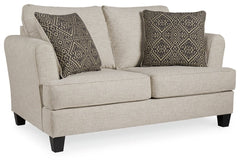 Dolante Queen Upholstered Bed with 12 Inch Memory Foam Queen Mattress, Alcona Sofa, Alcona Loveseat, Bellvern Dining Table and Bellvern Dining Chair - furniture place usa