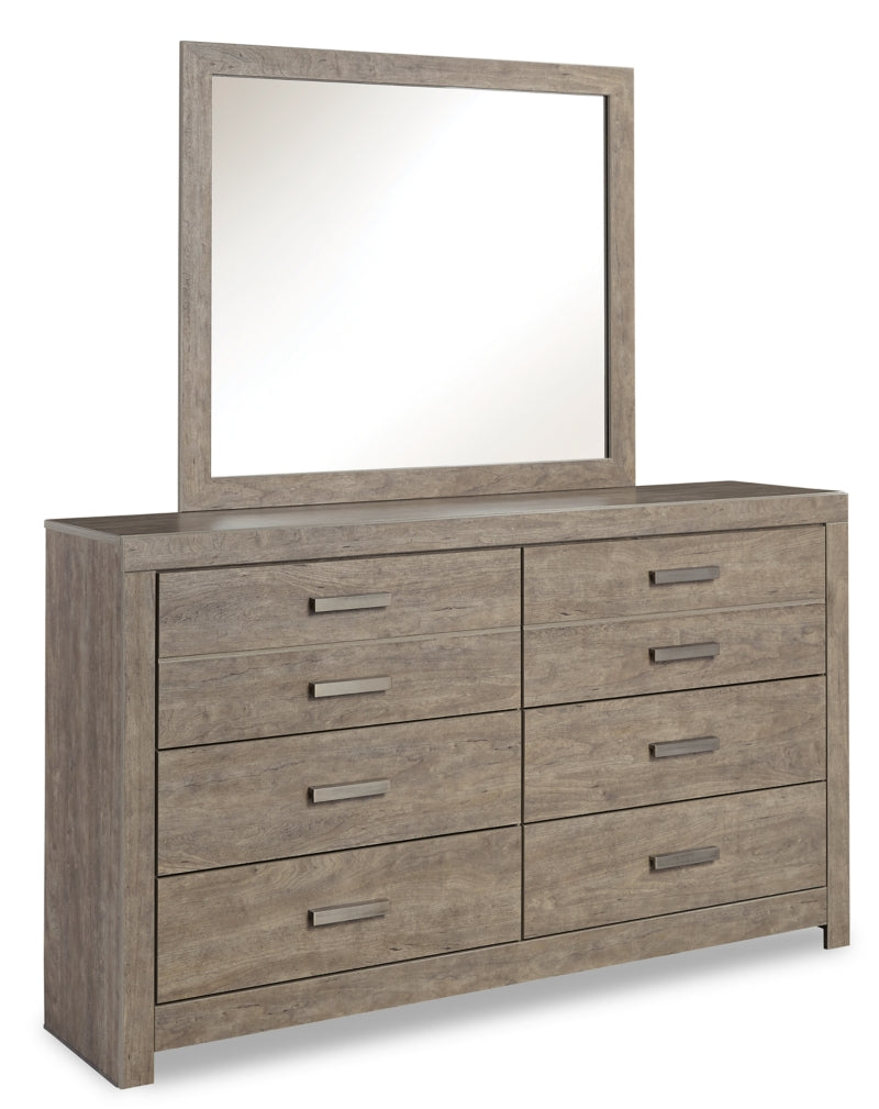 Culverbach Queen/Full Panel Headboard Bed with Mirrored Dresser, Chest and 2 Nightstands - furniture place usa