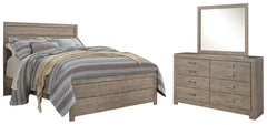 Culverbach Queen/Full Panel Headboard Bed with Mirrored Dresser - furniture place usa