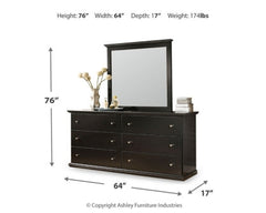 Maribel Queen/Full Panel Headboard Bed with Mirrored Dresser and 2 Nightstands - furniture place usa