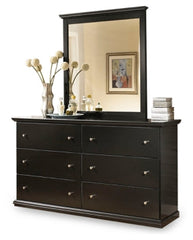 Maribel Queen/Full Panel Headboard Bed with Mirrored Dresser, Chest and 2 Nightstands - furniture place usa