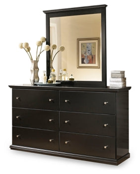 Maribel Queen/Full Panel Headboard Bed with Mirrored Dresser - furniture place usa