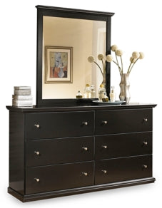 Maribel Queen/Full Panel Headboard Bed with Mirrored Dresser, Chest and 2 Nightstands - furniture place usa