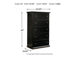 Maribel Queen/Full Panel Headboard Bed with Mirrored Dresser, Chest and 2 Nightstands - furniture place usa
