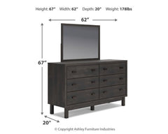 Toretto King Panel Bookcase Bed with Mirrored Dresser - furniture place usa