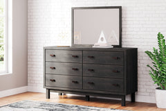 Toretto King Panel Bookcase Bed with Mirrored Dresser - furniture place usa