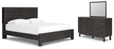 Toretto King Panel Bookcase Bed with Mirrored Dresser - furniture place usa