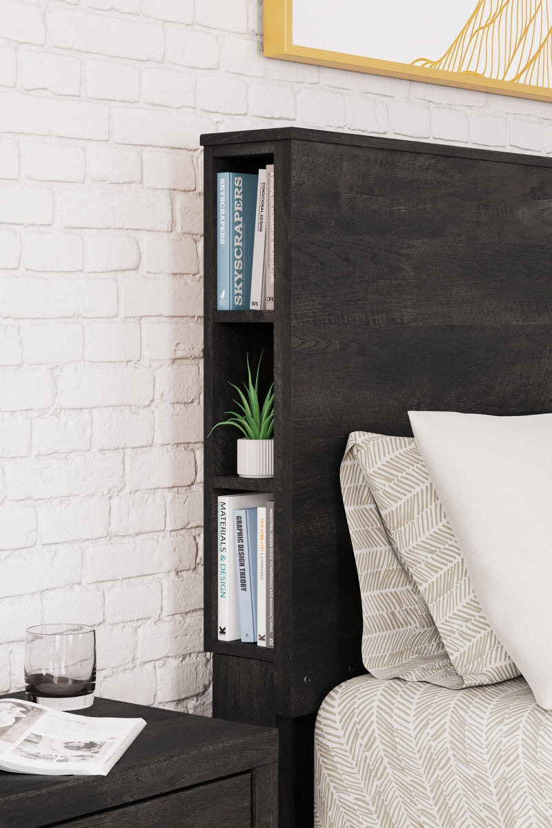 Toretto King Panel Bookcase Bed with Mirrored Dresser - furniture place usa
