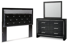 Kaydell Queen Upholstered Panel Headboard with Mirrored Dresser - furniture place usa