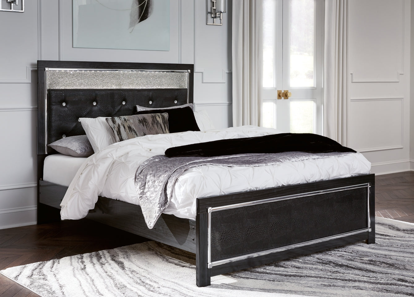 Kaydell Queen Upholstered Panel Bed with Dresser - PKG014221 - furniture place usa