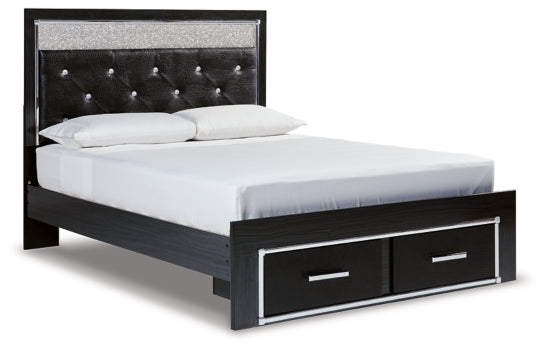 Kaydell Queen Upholstered Panel Storage Bed with Mirrored Dresser, Chest and 2 Nightstands - furniture place usa