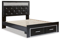 Kaydell Queen Upholstered Panel Storage Platform Bed with Mirrored Dresser and 2 Nightstands - furniture place usa