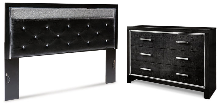 Kaydell King Upholstered Panel Headboard with Dresser - furniture place usa