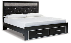 Kaydell King Upholstered Panel Storage Bed with Mirrored Dresser, Chest and 2 Nightstands - furniture place usa
