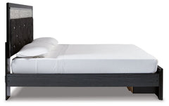 Kaydell King Upholstered Panel Storage Bed with Mirrored Dresser and 2 Nightstands - furniture place usa