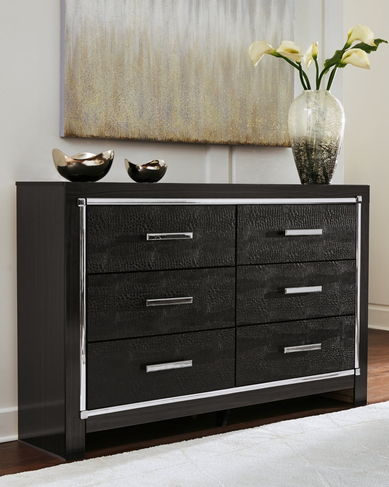 Kaydell King Upholstered Panel Headboard with Dresser - furniture place usa