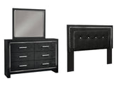 Kaydell Queen/Full Upholstered Panel Headboard Bed with Mirrored Dresser - furniture place usa
