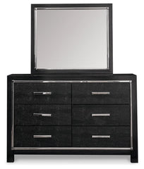 Kaydell King Upholstered Panel Headboard with Mirrored Dresser, Chest and Nightstand - furniture place usa