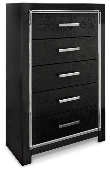 Kaydell King Upholstered Panel Storage Bed with Mirrored Dresser, Chest and Nightstand - furniture place usa