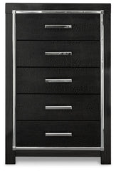 Kaydell Queen Upholstered Panel Storage Bed with Mirrored Dresser, Chest and 2 Nightstands - furniture place usa