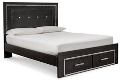 Kaydell Queen Upholstered Panel Storage Bed, Dresser, Mirror and 2 Nightstands - furniture place usa
