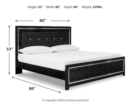 Kaydell King Upholstered Panel Storage Platform Bed with Mirrored Dresser and 2 Nightstands - furniture place usa